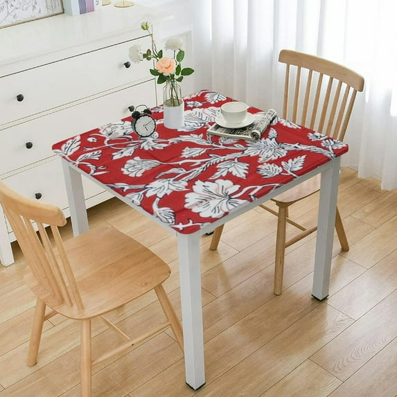 HAOXIT Tablecloth, Handblock Print Floral Table Cloth for Kitchen Dining Linen I Parties, Weddings, Outdoors white