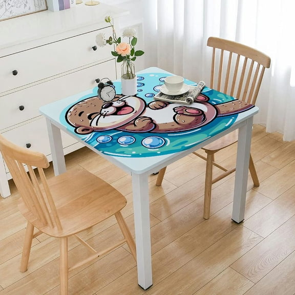 HAOXIT Tablecloth Home Decor Cute Animal Ocean s Sea Water Bubble Table Covers Polyester Fabric Decorative Rectangular Tablecloths for Dining Room Kitchen White