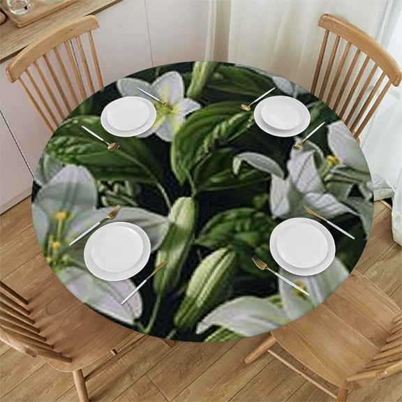 HAOXIT Tablecloth,Lily Flower  round table