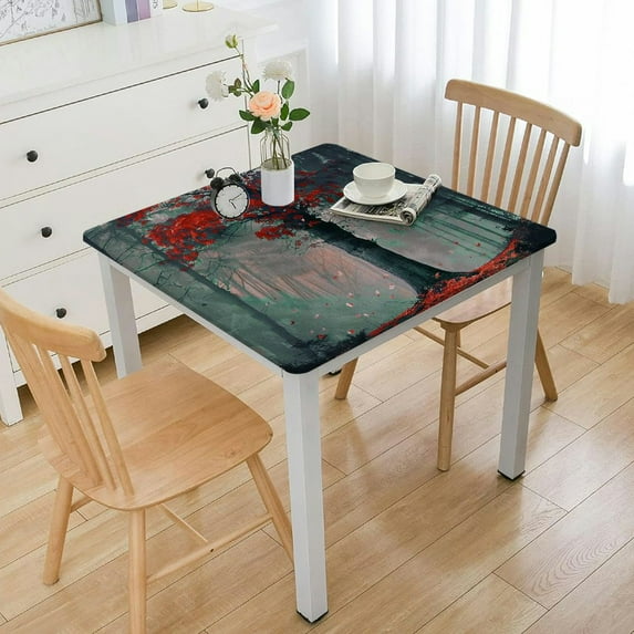 HAOXIT Tablecloth, Lonely Autumn Tree with in The Winter Forest Landscape Scenery, Dining Room Kitchen Rectangular Table Cover 48''x48''
