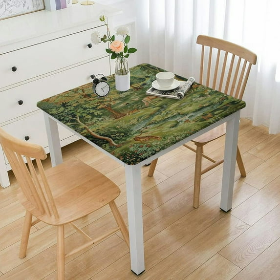 HAOXIT Tablecloth Original Design Green Table Cloth for Rectangle Tables Wipeable Polyester Fabric Table Cover Kitchen Dinning Decorations Washable 36*36