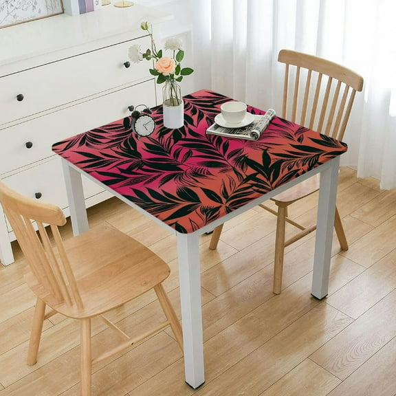 HAOXIT Tablecloth, Palm Trees Theme Leaves Ombre Artwork Image Print, Rectangular Table Cover for Dining Room Kitchen Decor 44''x44''