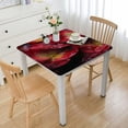 thumbnail image 1 of HAOXIT  Tablecloth Red Rose Floral Petal with Water Home Polyester Modern Printed Table Cloth Durable Square Printed Pattern Washable Table Cover for Dining Room Kitchen  46*46, 1 of 8