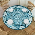 thumbnail image 1 of HAOXIT  Tablecloth Round Table Cloth Circle Lotus Flowers Texture Ethnic Polyester Tablecloths for Dining Room, Party, Banquet 46-50, 1 of 8