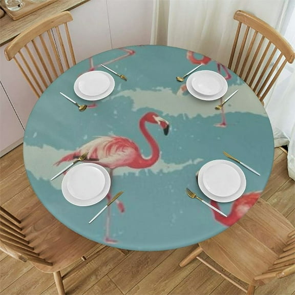HAOXIT Tablecloth Round Waterproof Wipeable Table Cloth Cover Table Pad Cover for Dining Room Fitted Table 31-35