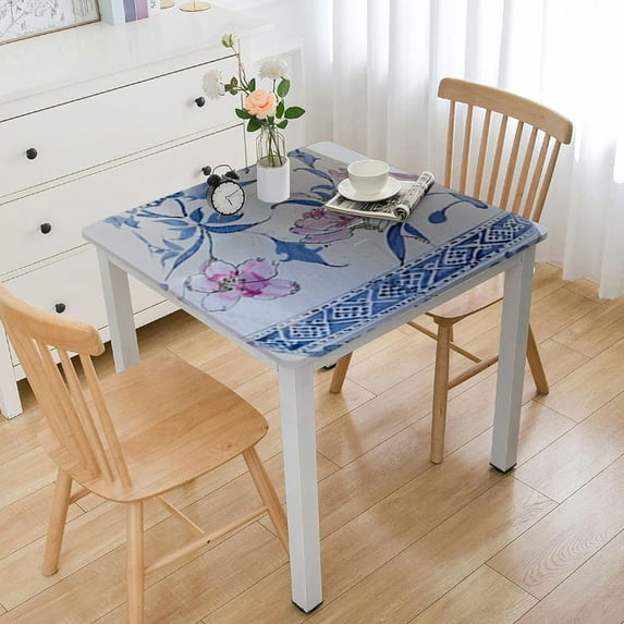 HAOXIT Tablecloth Square Washable Table Cover Decorative Tablecloths, Dining, Buffet Parties & Camping, Faience - Spring/Summer white