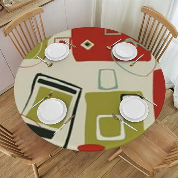 HAOXIT Tablecloth, Starbursts Space Pattern Table Cloth for Party Home Dining Room Kitchen,Round 54-58