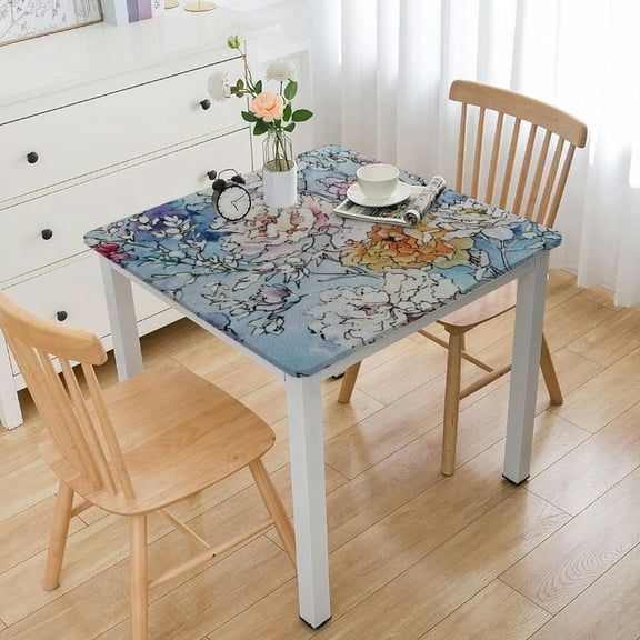 HAOXIT Tablecloth Table Cover Decorative Washable Rectangle Tablecloths, Kitchen, Dining, Buffet Parties & Camping, Floral Love - Spring/Summer white