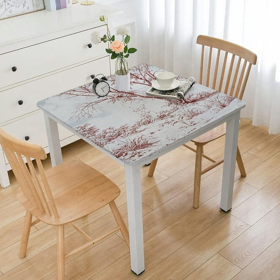 HAOXIT Tablecloth Washable Rectangle Table Cover Decorative Tablecloths, Dining, Buffet Parties & Camping, Holy Jouy - Red - Thanksgiving/Christmas 46*46