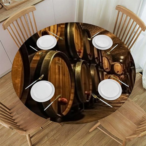 HAOXIT Tablecloth, for Storage of Wine Italy Oak in Cold Dark , Round Table Cover for Dining Room Kitchen Decor