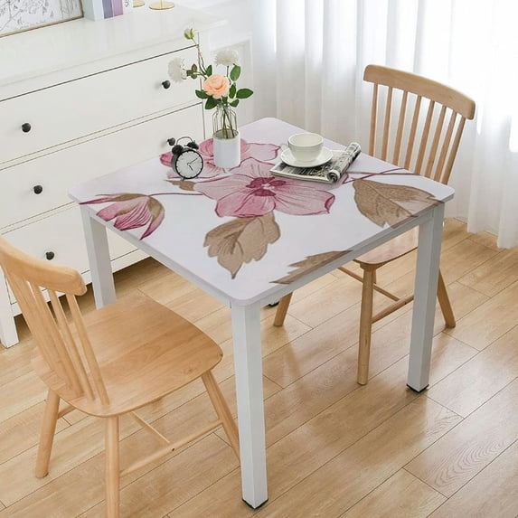 HAOXIT Tablecloth with Flannel Backed Oil-Proof Table Cloth Wipeable Square Table Cover for Indoor and Outdoor 40*40