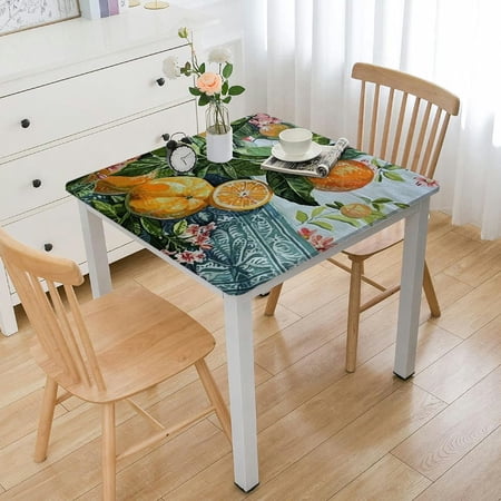 HAOXIT Tablecloths Decorative Rectangle Tablecloth Washable Table Cover, Holiday Dinner, Wedding, Baby Shower & Dining, Agrume - Spring/Summer white
