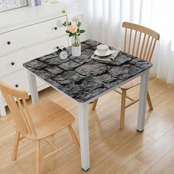 HAOXIT Tablecloths Halloween Table Cloth Stone Printed Table Cover Square Medieval Castle Themed Stone Brick Tablecovers for Birthday Party 36*36