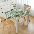 thumbnail image 1 of HAOXIT Tablecloths for Rectangle inch Table Cover, Cotton Linen Fabric Table Cloth for Dining Room Kitchen, Teal Striped Summer Flower Botanical 44''x44'', 1 of 7