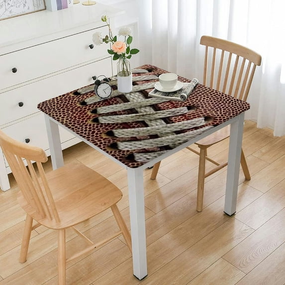 HAOXIT Tablecloths Sport Game  Pattern Kitchen Dinning Tabletop Decoration, Polyester Brown Table Cover for Indoor Outdoor 36*36