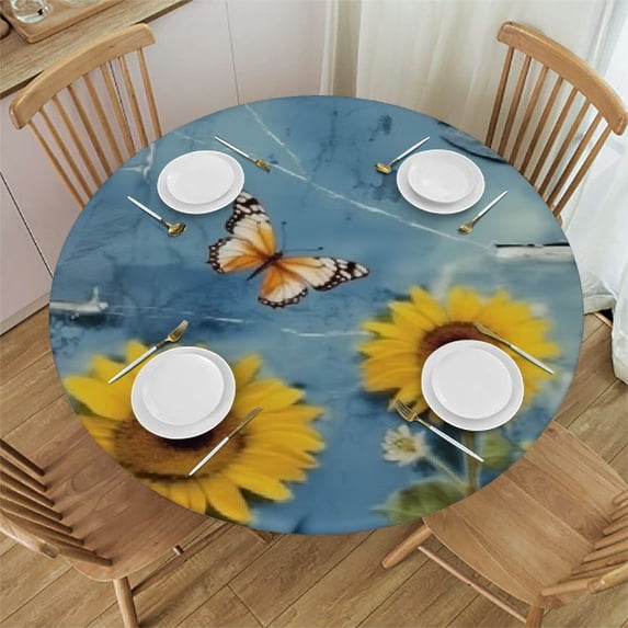 HAOXIT Tablecloths for Round Tables Circle Large Table Cover Outddor Party Table Cloth Round Cover for 46-50