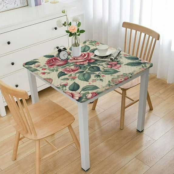 HAOXIT Tablecloths for Square Table Cover, Cotton Linen Fabric Table Cloth for Dining Room Kitchen, Pink Plaid Eggs 44''x44''