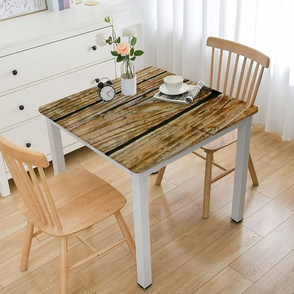 HAOXIT Tablecover Wood Print , Rectangular Table Covers for Rustic Wedding Dcoration, Square Rectangular Table Cloth 52*52