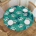 thumbnail image 1 of HAOXIT  Teal Dog Paw Print Table Cloth,Green Doodle Paw Round Tablecloth  Decorative Fabric Table Cover for Dining Table, Buffet Parties 42-46, 1 of 8