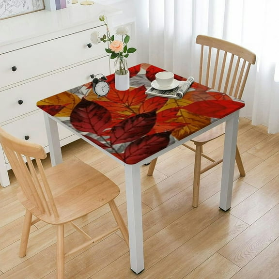 HAOXIT Thanksgiving Tablecloth Square Pumpkin Fallen Leaves Print Decorative Table Cloth Holiday Decorations Seasonal Decor for Home Kitchen Dining Room Picnic Party 36*36