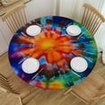 thumbnail image 1 of HAOXIT Tie Dye Round Fitted Tablecloth,, Elastic Edge, Suitable for Kitchen Party Picnic, Fit for Round Table 54-58, 1 of 8