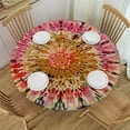 thumbnail image 1 of HAOXIT Tie Dye Round Fitted Tablecloth, Gradient Circle Pattern with and Distressed Spots Image, for Table Decoration, Buffet and Camping, Fit for Round Table Red Brown 42-46, 1 of 8