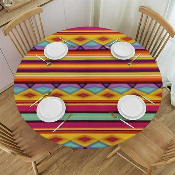 HAOXIT Traditional Tablecloth, Classic Eastern European Romanian Pattern, Round Table Cover for Dining Room Kitchen Decor