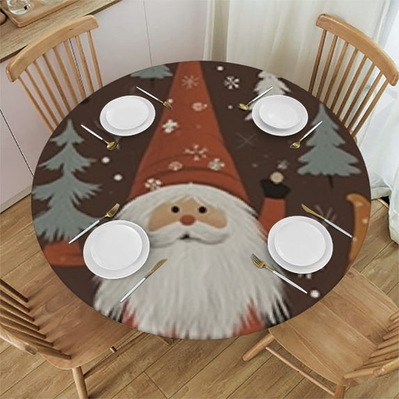 HAOXIT Trees Table Cloth Christmas Round Washable Table Cover for Kitchen Outdoor Party Wedding 46-50