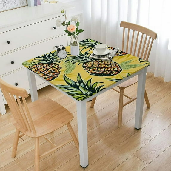 HAOXIT Tropical Jungle Tablecloth Polyester for Birthday Party Wedding Holiday Kitchen Dining Room Table Covers Decoration Table Cloth Square white