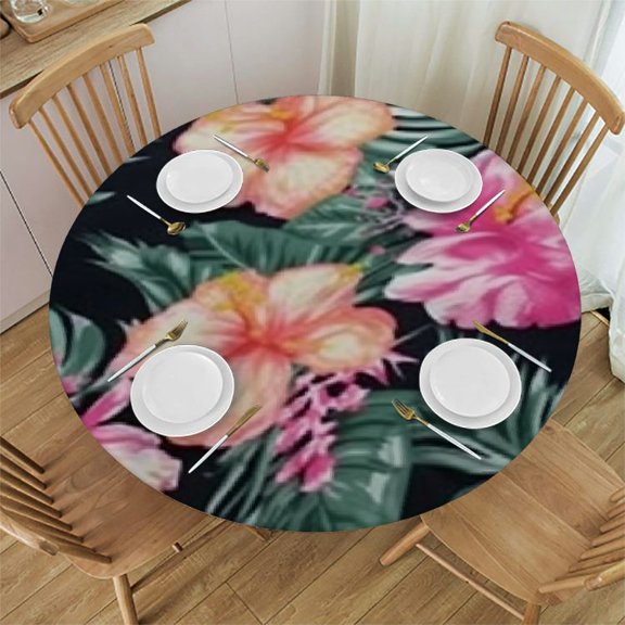 HAOXIT Tropical Pineapple Print Novelty Tablecloth Oil Proof Table Cloth Polyester Table Cover for Kitchen Dining Table-XS-L Size 46-50