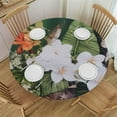 thumbnail image 1 of HAOXIT Tropical Plants Palm Leaves Tablecloth, Summer Table Cloth, Washable Hawaii Border Decorative Round Table Cover for Dining, Party, Indoor, Outdoor 46-50, 1 of 8