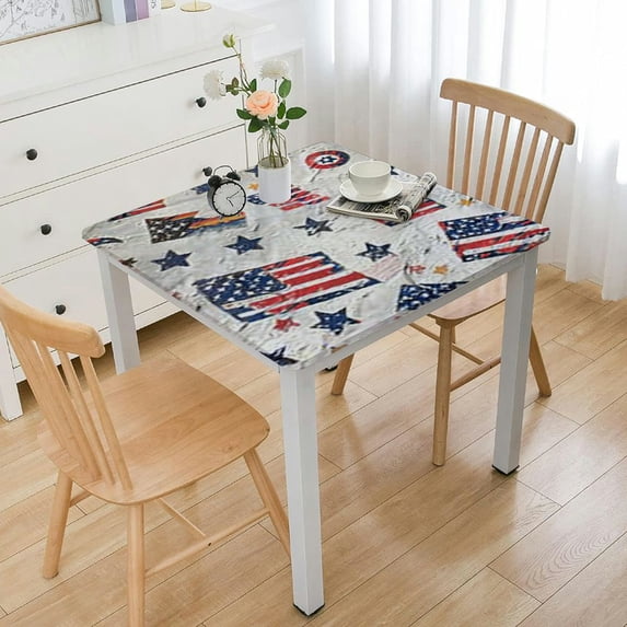 HAOXIT USA Polyester Square Tablecloth, Squares Pattern Printed Washable Table Cloth Cover for Square Table,Square ,for Buffet Table, Parties, Holiday Dinner, Wedding & More 40*40