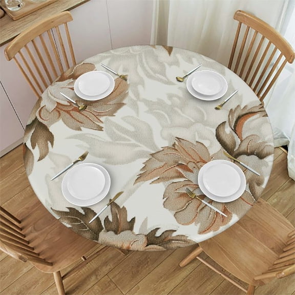 HAOXIT Valentines Day Round Tablecloth for 14th February Decorative Table Cloth Table Covers with Washable Polyester for Home Kitchen Dining Table Outdoor Wedding Party 42-46