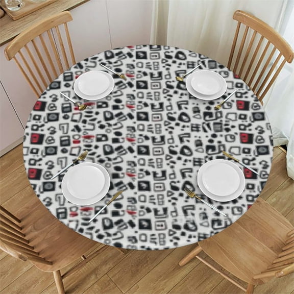 HAOXIT Video Game Boys  Round Tablecloth, Wrinkle Free Washable Table Cover for Kitchen Dinning Tabletop Decor 54-58