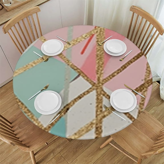 HAOXIT Vintage Russian National Flower Ornament and Skull Round Table Cloth, Circle Table Dinner Tablecloth, Desk Cloth Cover for Home Party Wedding 31-35