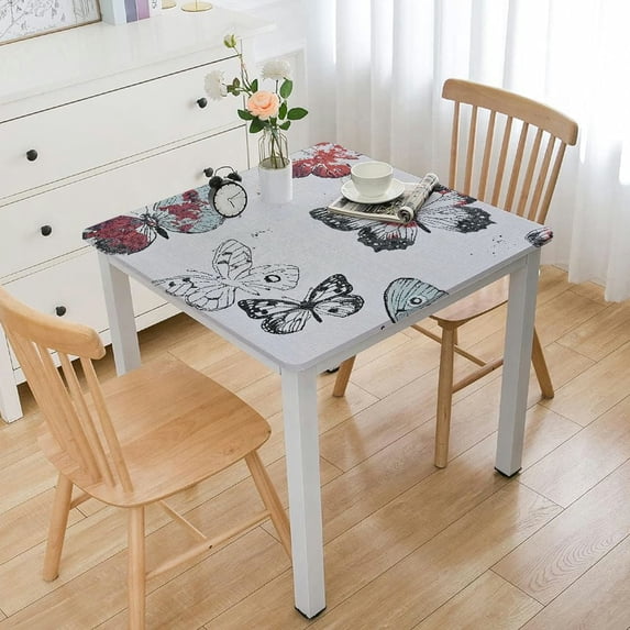 HAOXIT Table Cloth Small Square Tablecloth, Wipeable Oilcloth Table Cover, Waterproof Tablecloth for Card Table, Bistro Table, Picnic 46*46