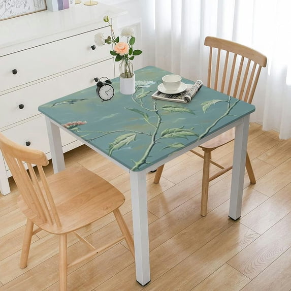 HAOXIT Vinyl Tablecloth with Flannel Backing, Water Oil Proof Rectangle Table Cloth Cover, PVC Table Cloths for Camping Picnic Dining Indoor Outdoor 52*52