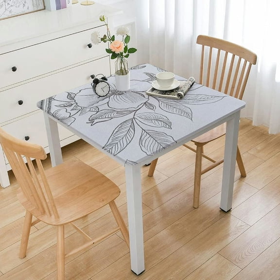 HAOXIT Vinyl Tablecloths for Rectangle Tables Heavy Duty Square Table Cloth Oilcloth Square Tablecloth Spillproof Wipeable Table Cover White Floral white