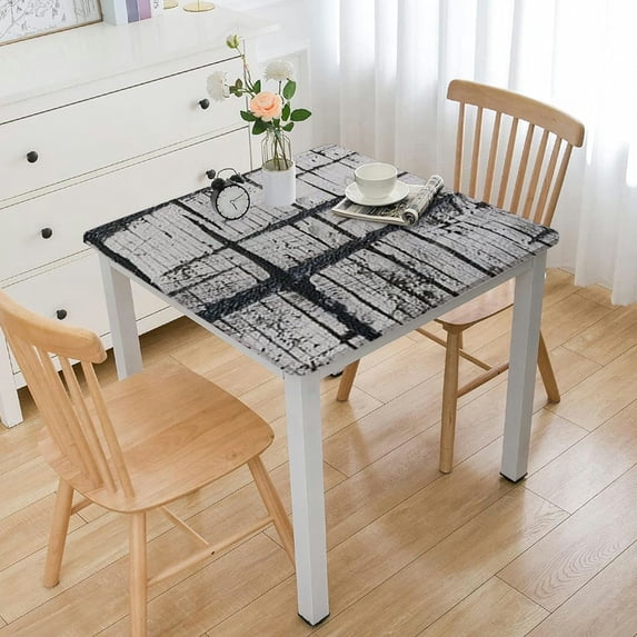 HAOXIT Washable Cotton Linen Wooden Grain Pattern Design Square Table Cloth Home Decoration Assorted 46*46
