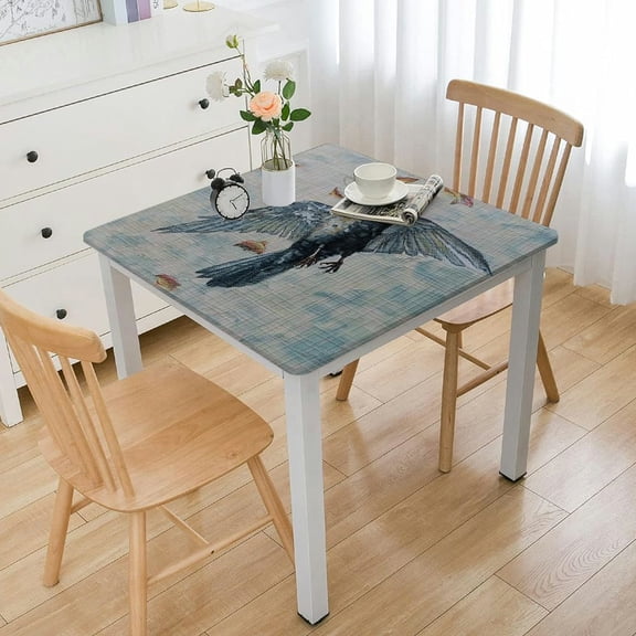 HAOXIT  Washable Rectangle Table Cover Decorative s, Dining, Buffet Parties &amp; Camping, Flying Birds - Spring/Summer white