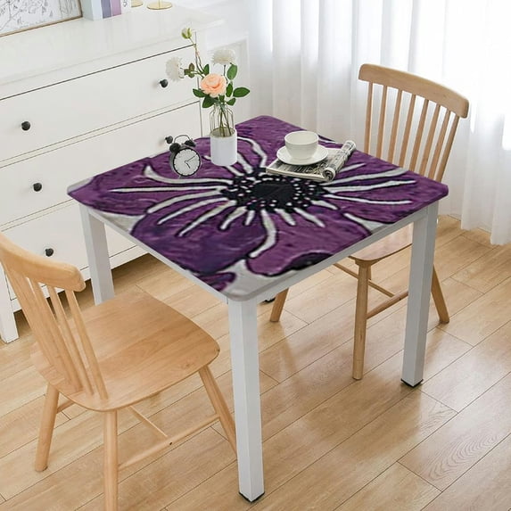 HAOXIT Water Resistant Cute Flower Rectangle for with Backing Reusable Table Cover white