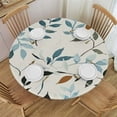 thumbnail image 1 of HAOXIT Watercolor Blue White Grey Leaves Round Tablecloth Teal Gray Woodland Leaf Table Clothes Spring Summer Waterproof Reusable Circle Table Cover for Picnic Party Dining Room Home Decor 31-35, 1 of 8