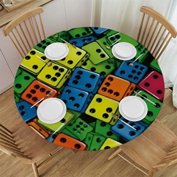 HAOXIT  Watercolor Tablecloth, Romantic Artwork Print, Round Table Cover for Dining Room Kitchen Decor