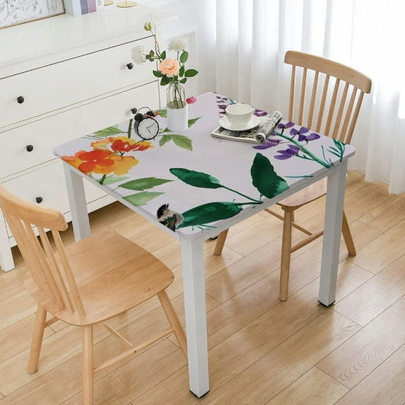 HAOXIT Watercolor Wild Flowers , Table Cloth, Machine Washable Waterproof Table Cover for Easter, Dining, Holiday, Parties 36*36