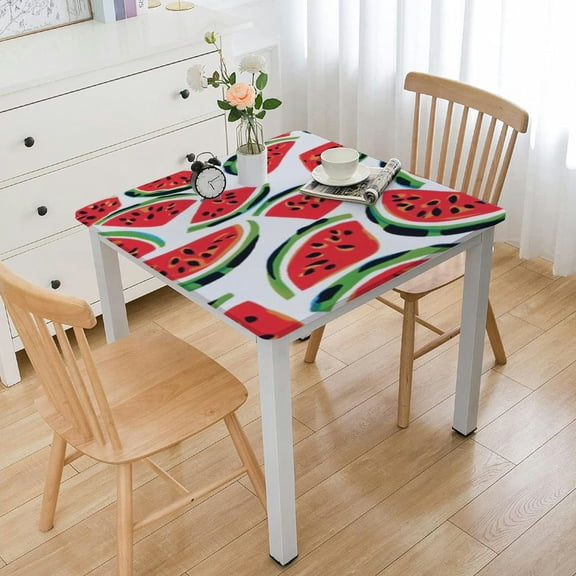 HAOXIT Watermelon Tablecloth Summer Fruit Square Table Cloths Square Table Cover Washable Polyester Tabletop for Dining Kitchen Picnic Camping Party Decor 52*52