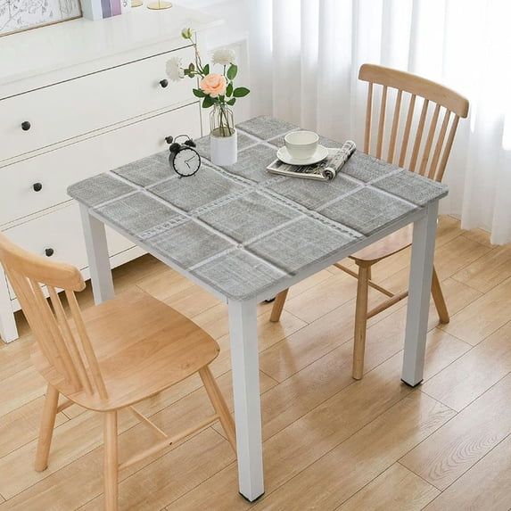 HAOXIT Waterproof Tablecloths for Square Tables Rustic Plaid Tablecloth Cotton Linen Square Wrinkle Free Table Cloths for Parties, Kitchen Dining, Holiday, Christmas 40*40