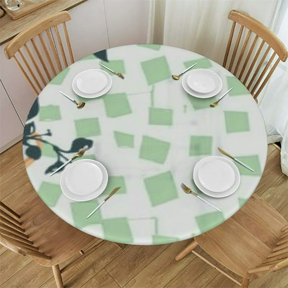 HAOXIT White Blue Pumpkin Round Tablecloth - Fall Table Cloth Thanksgiving Table Cover for Party Parties 54-58