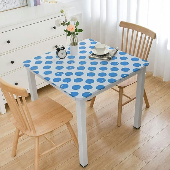 HAOXIT White and Light Blue Tablecloth Party Decorations,White Table Cloth Printed Baby Blue Table cloth Rectangle Table Cover for Birthday Baby Shower Wedding Party 40*40