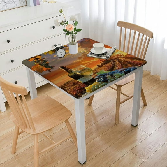 HAOXIT , White Wine with on at in , Rectangular Table Cover for Dining Room Kitchen Decor 60''x60''