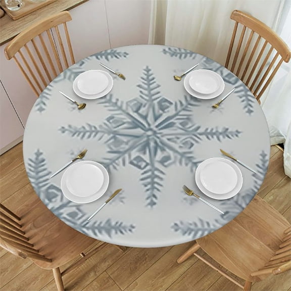 HAOXIT Winter Tablecloth, Winter Scene in a Park with Trees Foggy Misty Blurry Freezing Weather Image, Dining Room Kitchen Round Table Cover